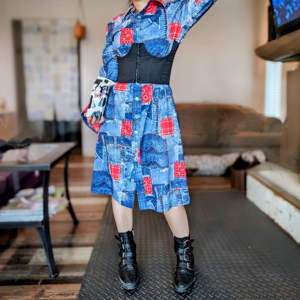 Vintage Patchwork Denim Design Dress